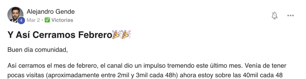 Alejandro Gende en Victorias de Skool: de 2.000-3.000 a 40.000 visitas cada 48 horas